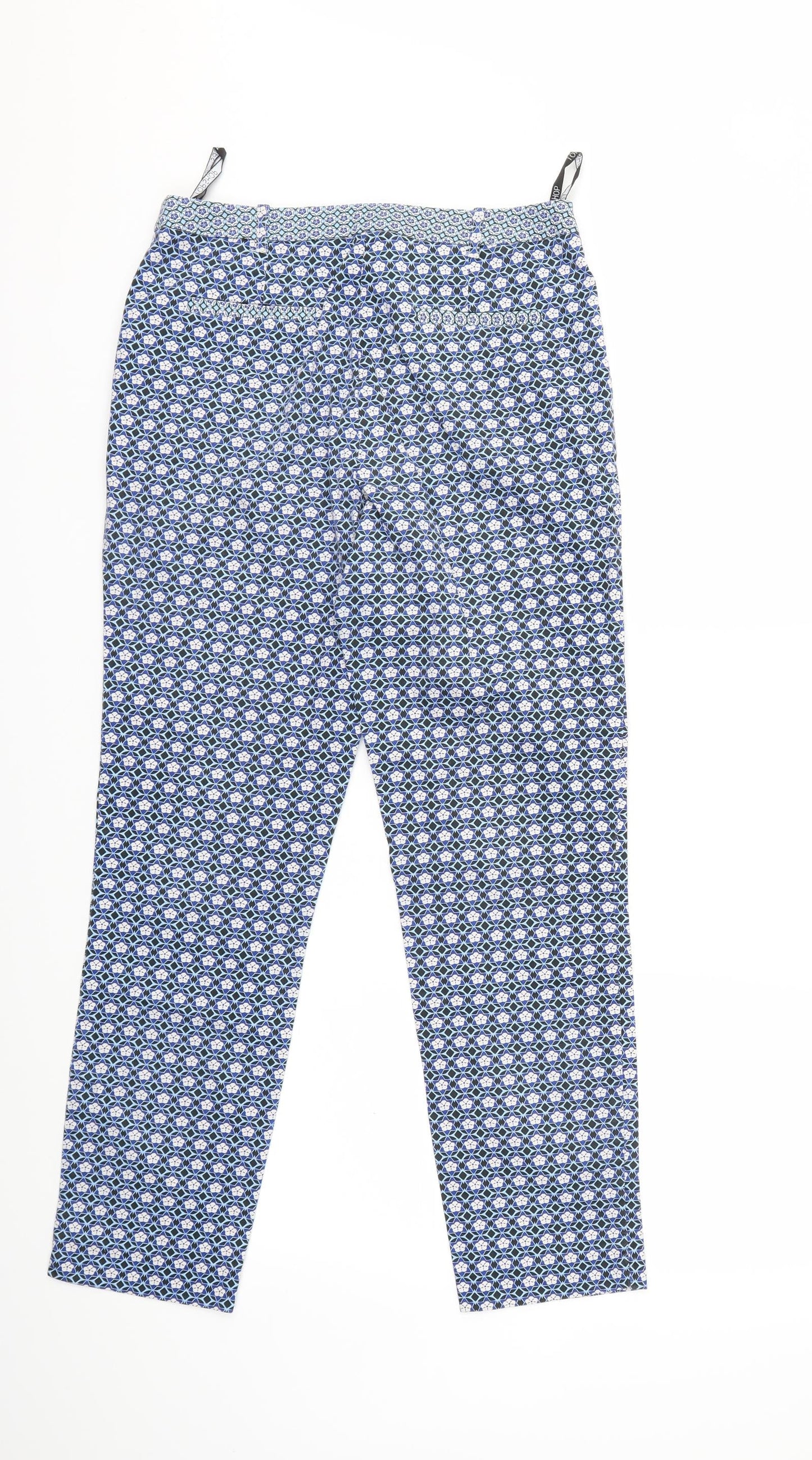 Topshop Womens Blue Geometric  Trousers  Size 10 L27 in