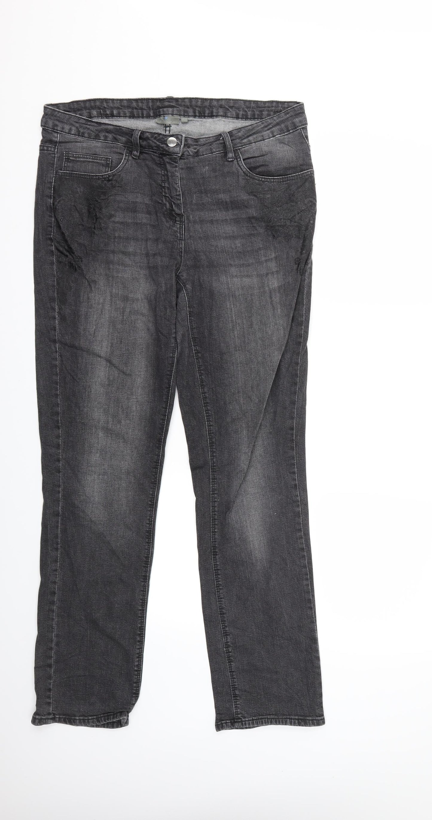 Blue Motion Womens Grey  Denim Straight Jeans Size 14 L30 in