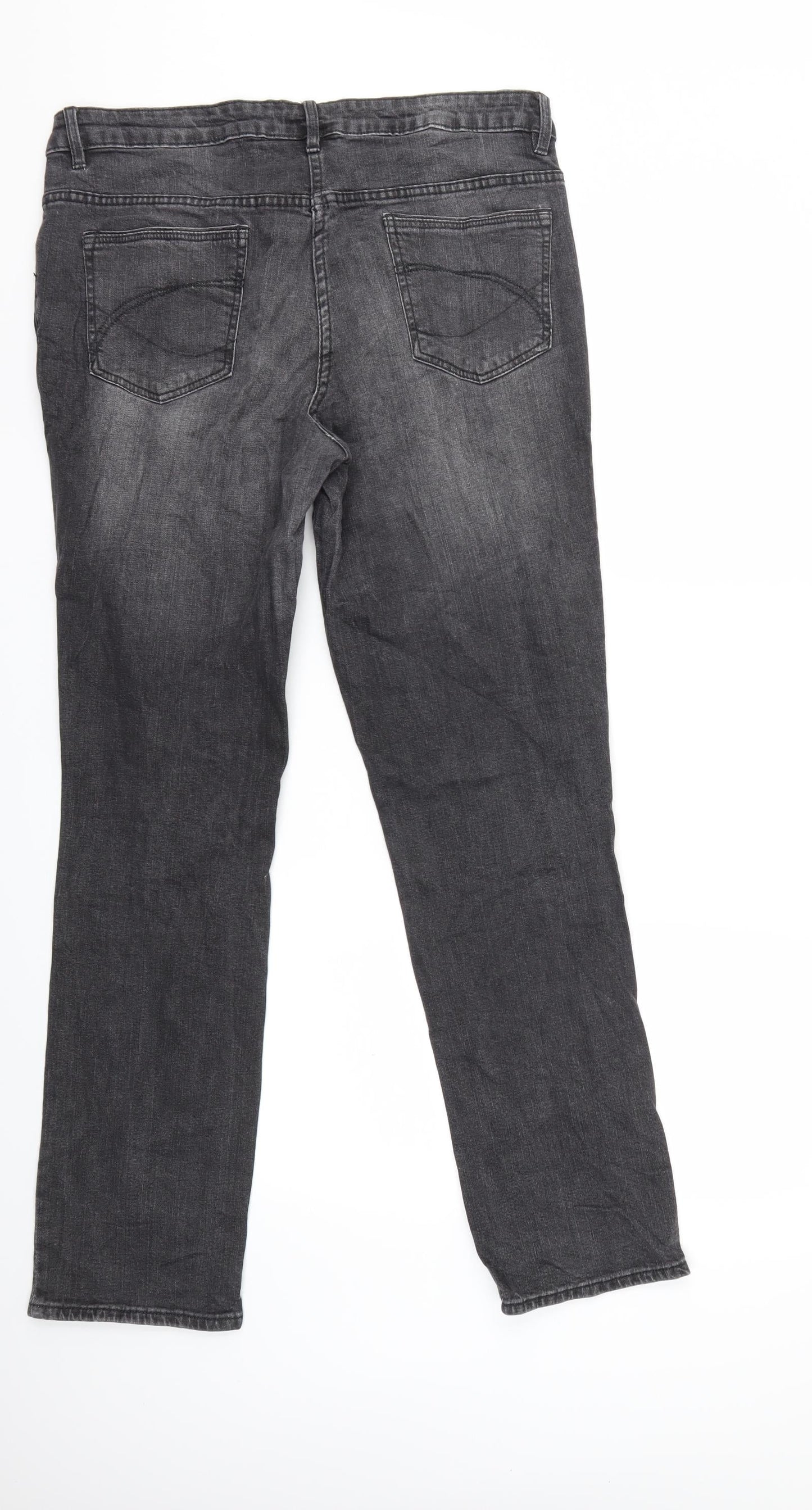Blue Motion Womens Grey  Denim Straight Jeans Size 14 L30 in