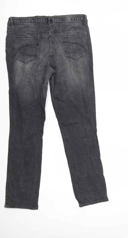Blue Motion Womens Grey  Denim Straight Jeans Size 14 L30 in