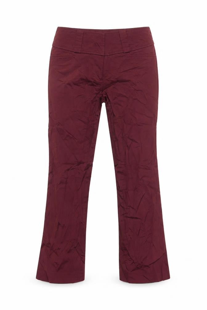 Front view of H&M women’s red trousers, size UK 10, 26-inch leg