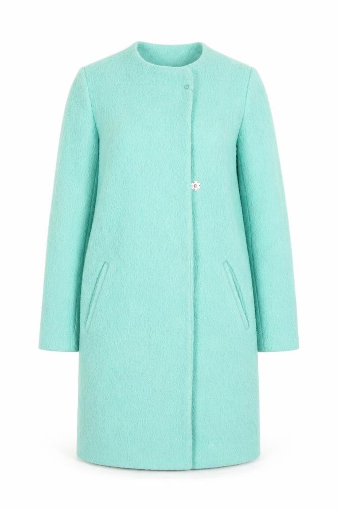 Front view of Red Herring women’s green jacket coat, size UK 14