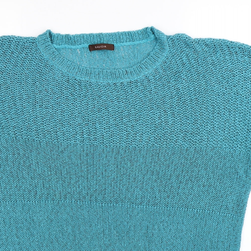 Savoir Womens Blue  Knit Pullover Jumper Size 20