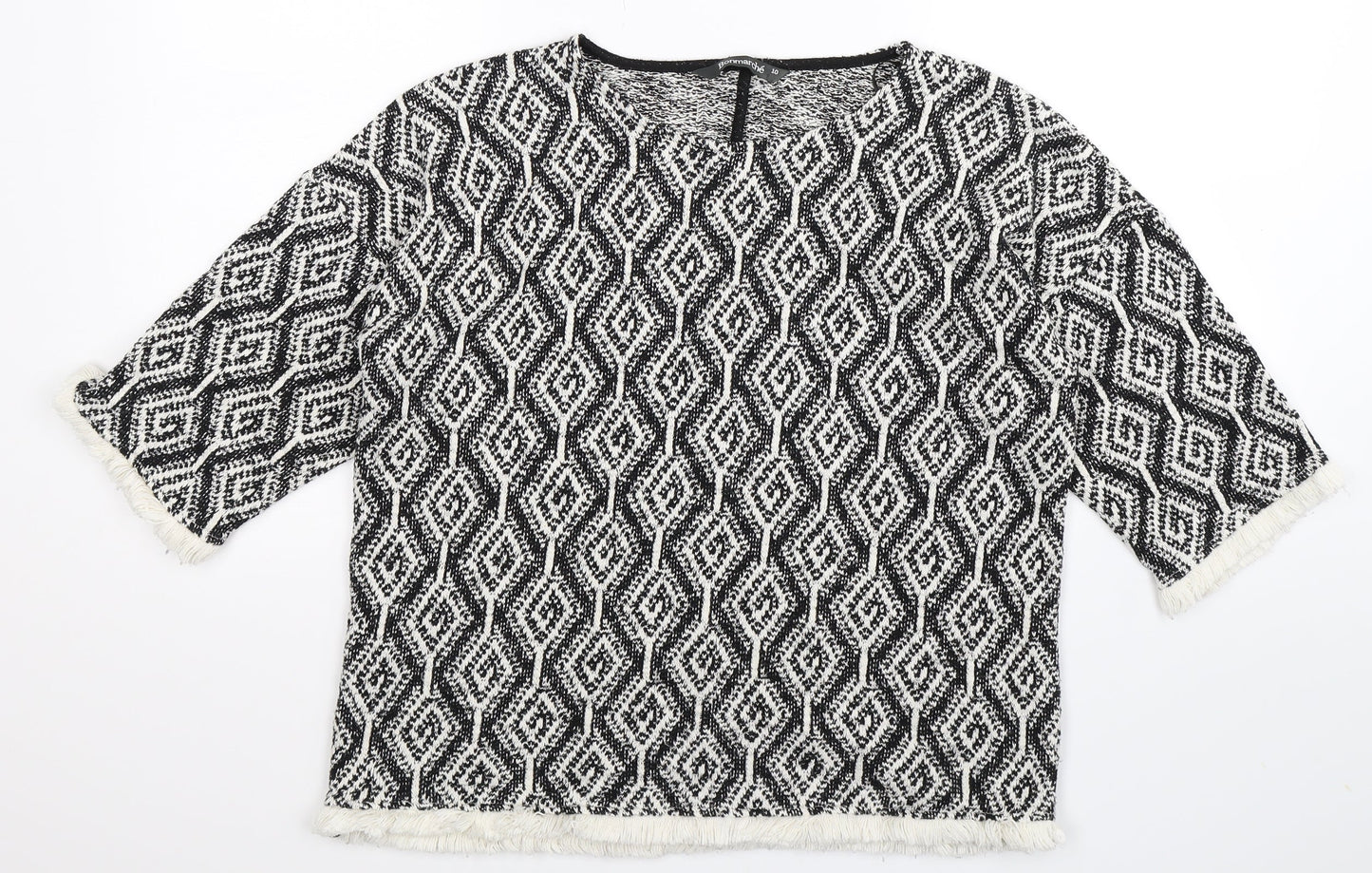 Bonmarché Womens Multicoloured Geometric Knit Pullover Jumper Size 10
