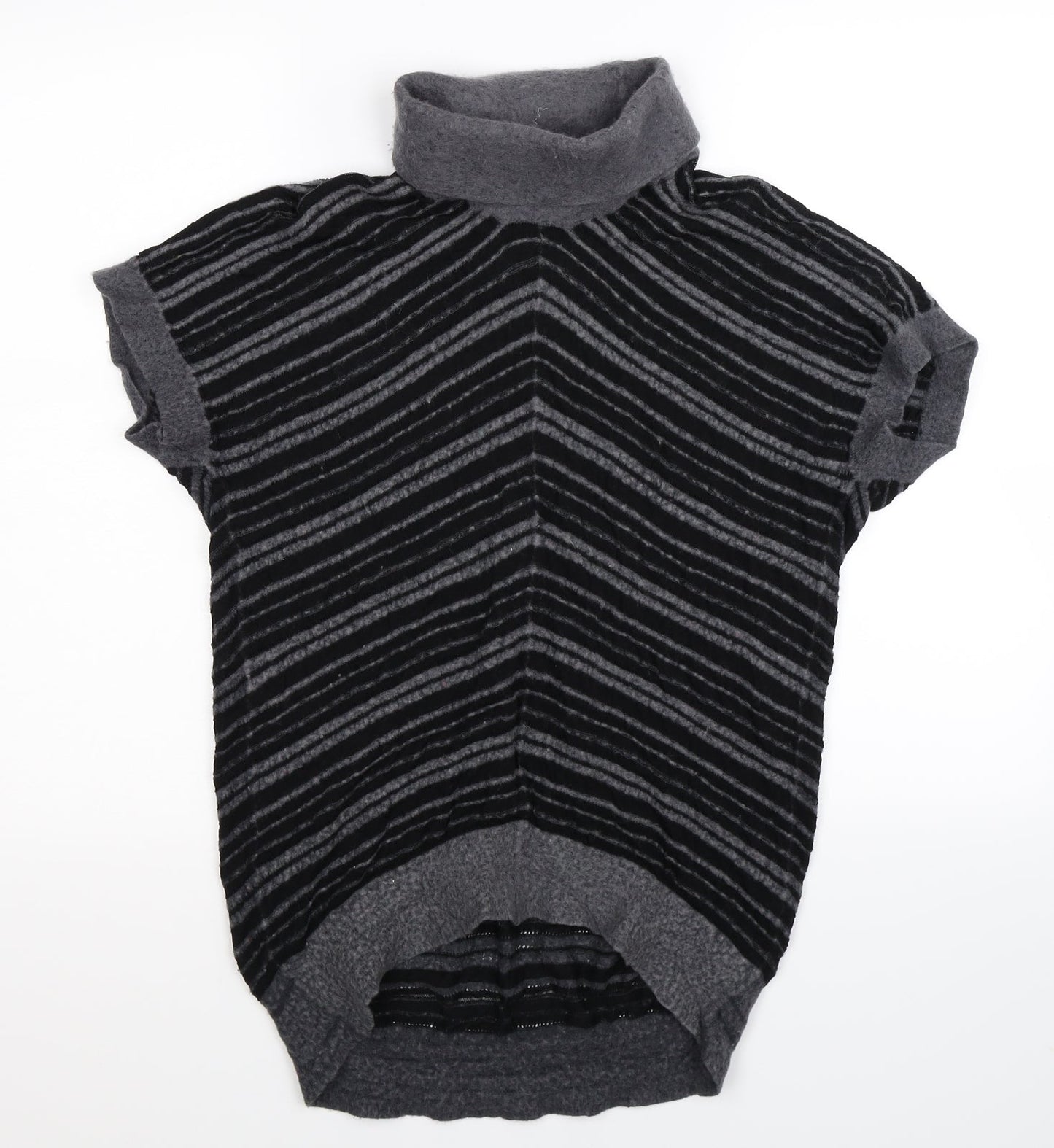 POL Womens Black Striped Knit Pullover Jumper Size S