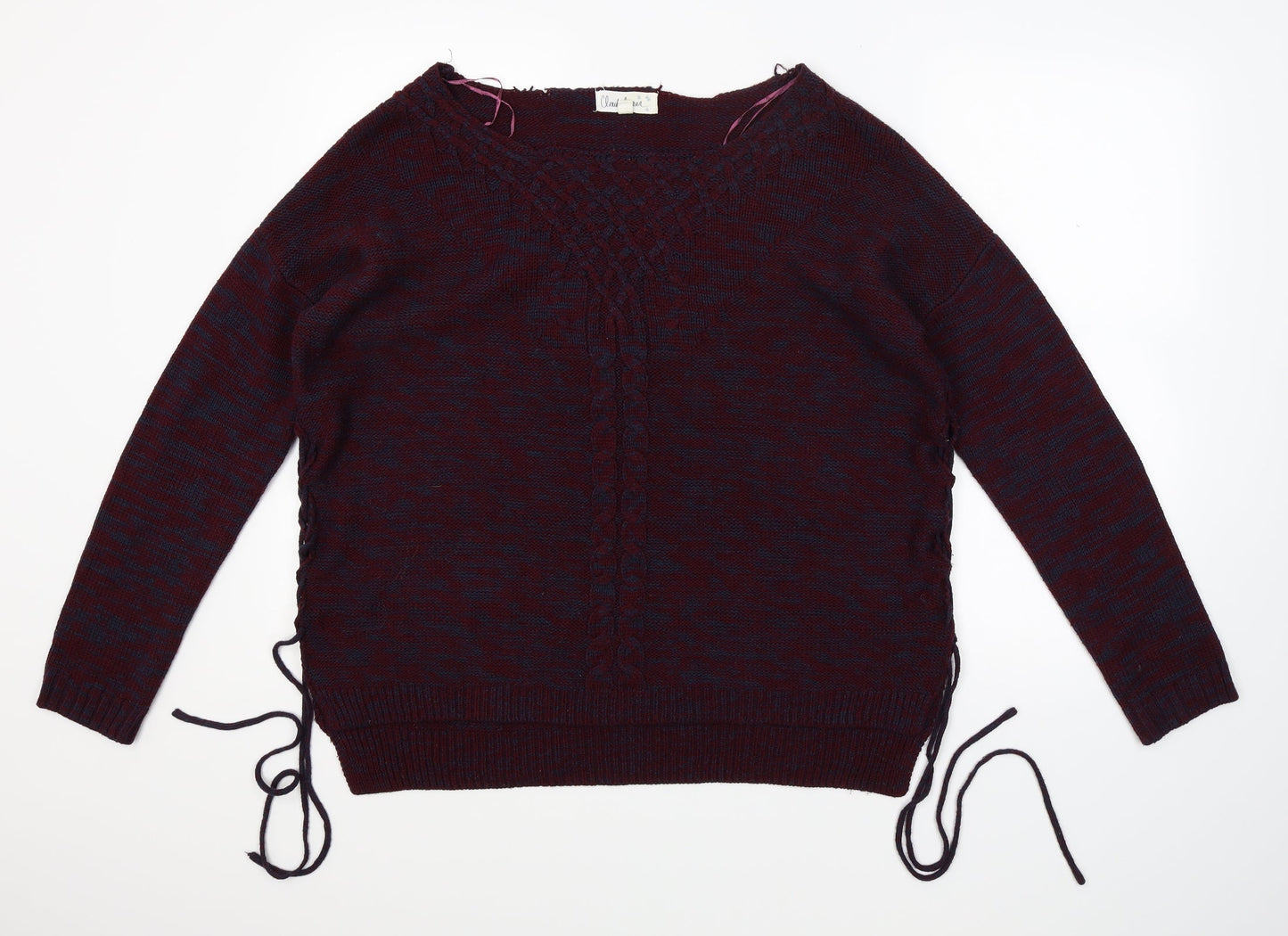 Cloud Chaser Womens Red  Knit Pullover Jumper Size L  - lace up sides