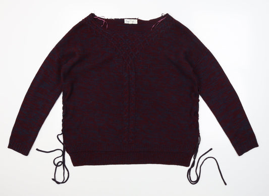 Cloud Chaser Womens Red  Knit Pullover Jumper Size L  - lace up sides
