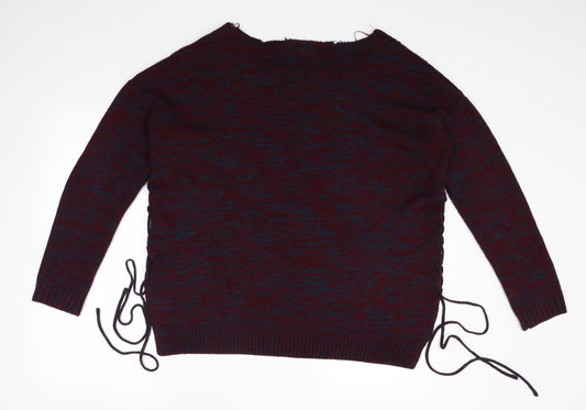 Cloud Chaser Womens Red  Knit Pullover Jumper Size L  - lace up sides