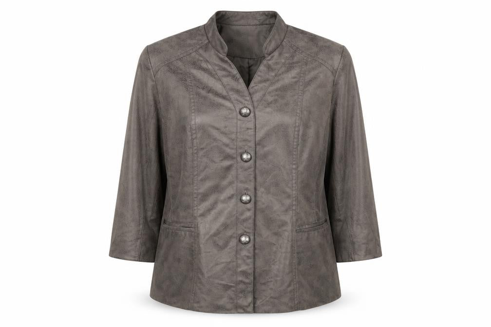Preworn Womens Grey Animal Print  Jacket Blazer Size M