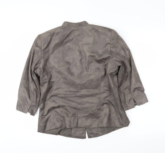 Preworn Womens Grey Animal Print  Jacket Blazer Size M