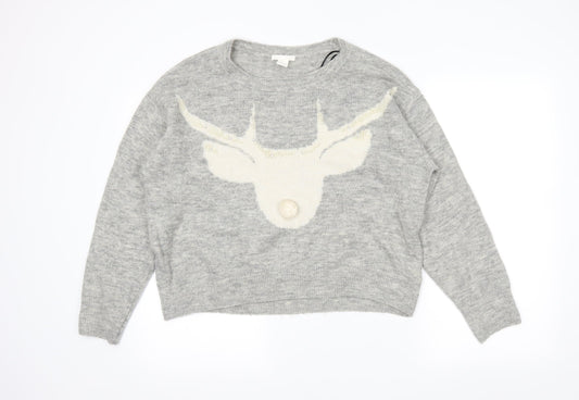 H&M Womens Grey   Pullover Jumper Size S