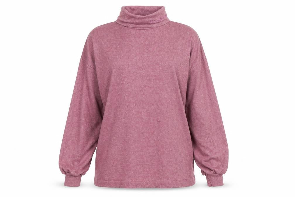 Front view of Global women’s purple pullover sweatshirt, size UK 12