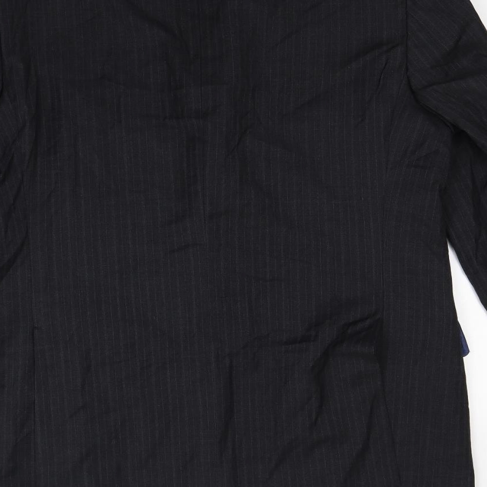 Preworn Mens Black Striped  Jacket Blazer Size L
