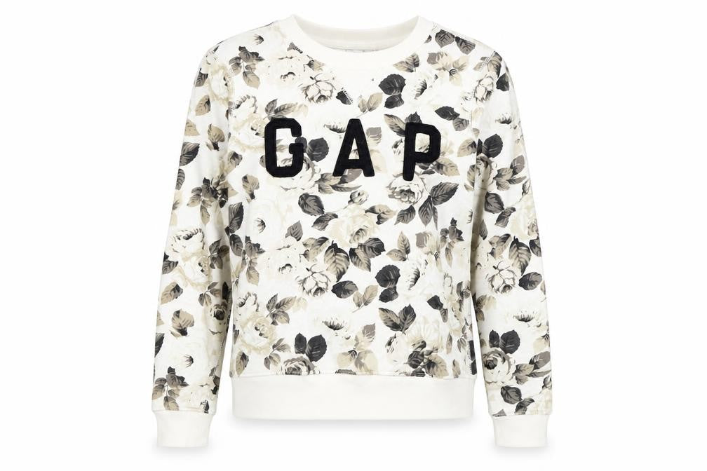 Front view of Gap women’s white floral jumper, size M