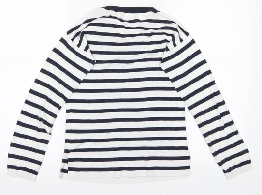 Cape Daisy Womens Black Striped  Basic T-Shirt Size 8