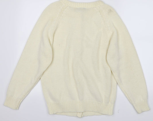 Trendy Womens White   Cardigan Jumper Size M