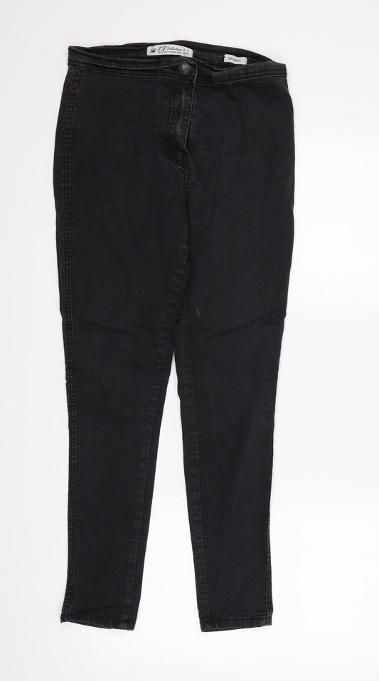JM Collection Womens Black  Denim Skinny Jeans Size 10 L26 in