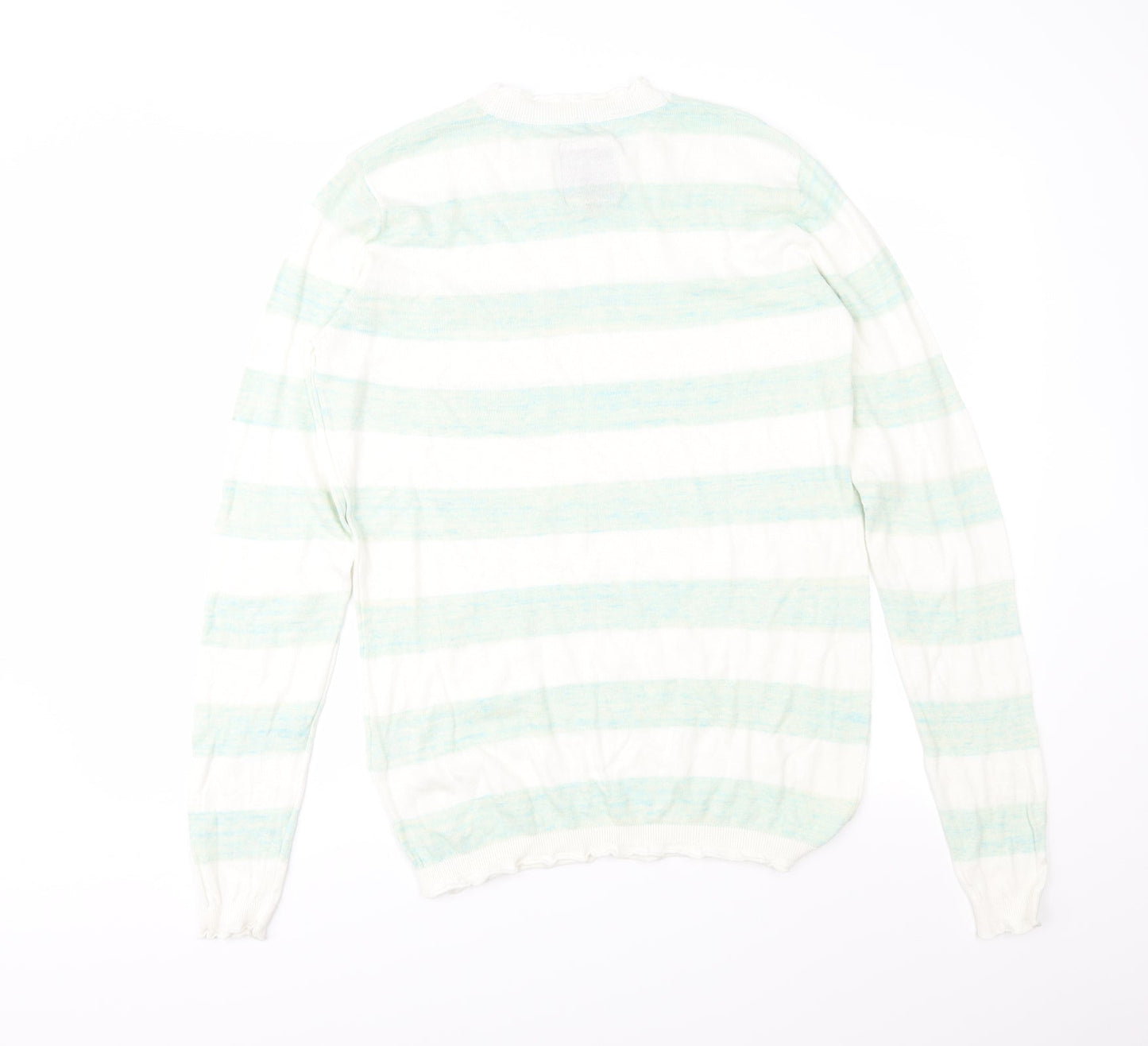 Blend Womens Green Striped Knit Pullover Jumper Size M