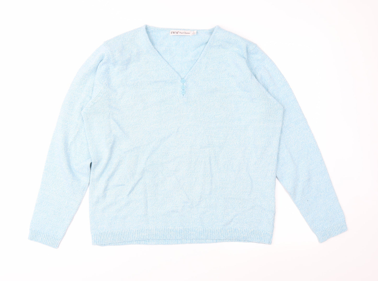EWM Womens Blue  Knit Pullover Jumper Size L