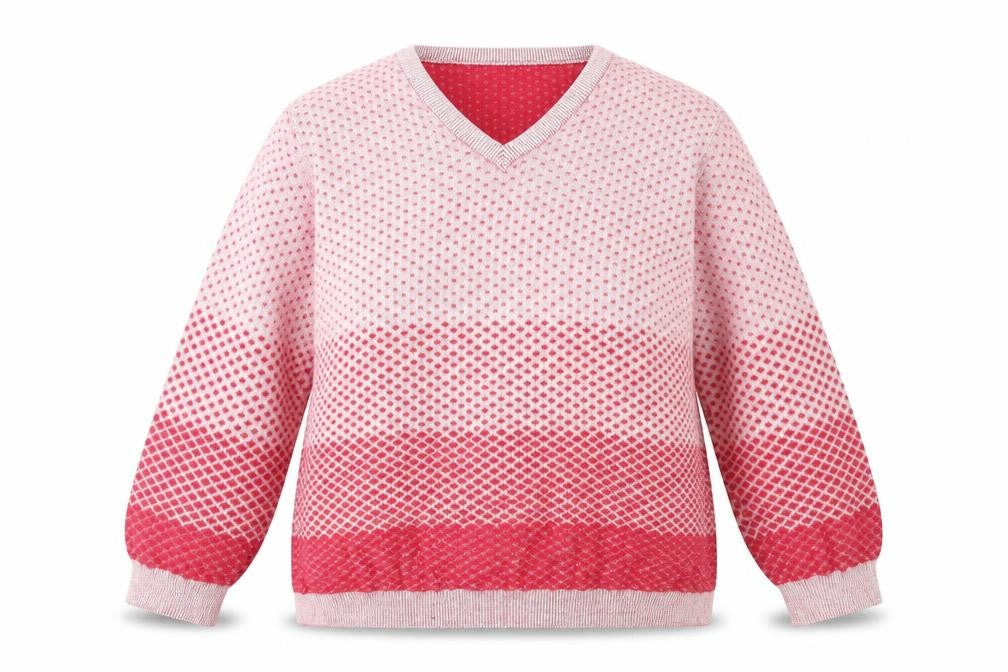 Front view of Lily Ella women’s red geometric knit jumper, size 2XL