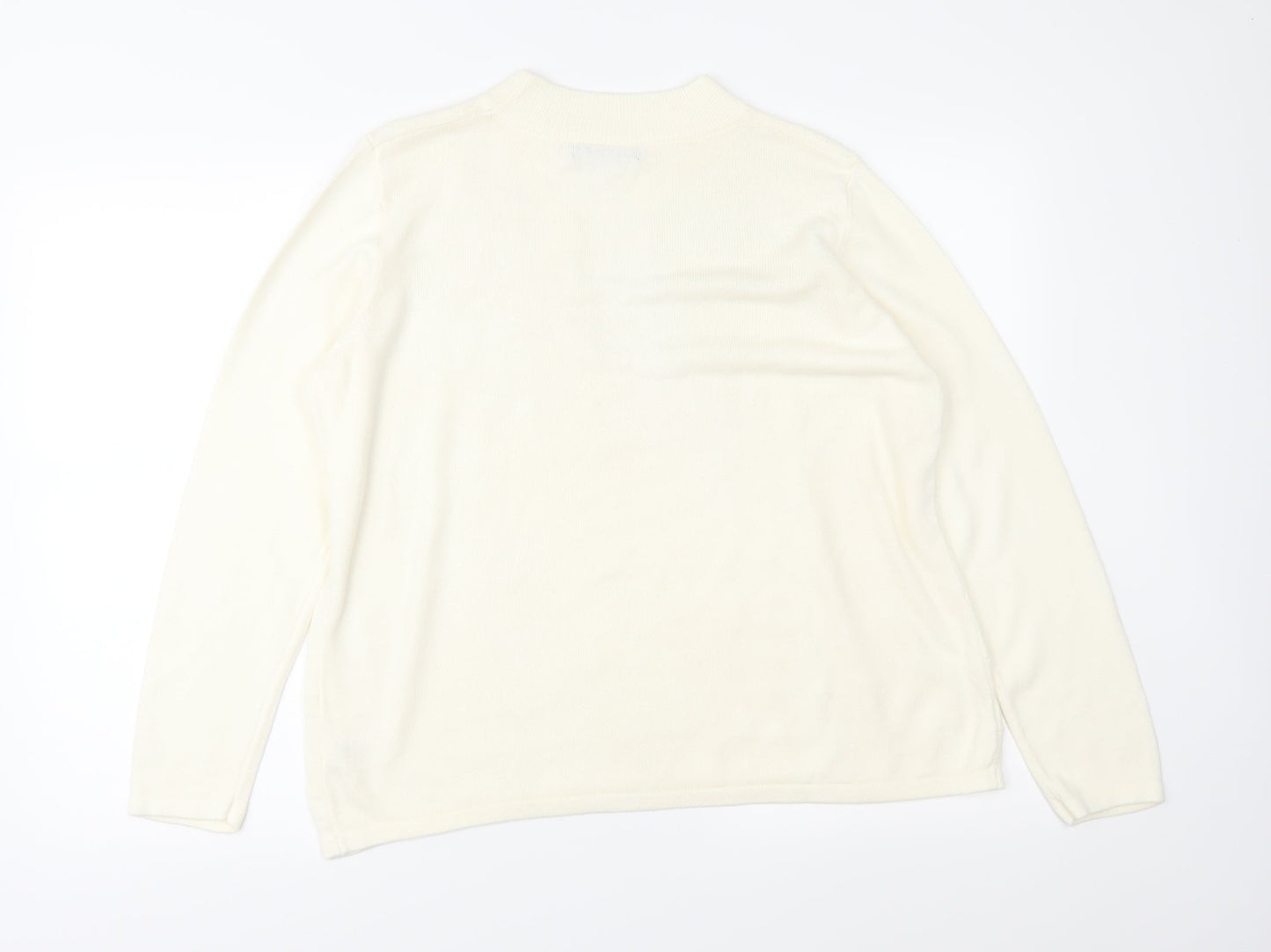 Bonmarché Womens Ivory Geometric Knit Pullover Jumper Size M