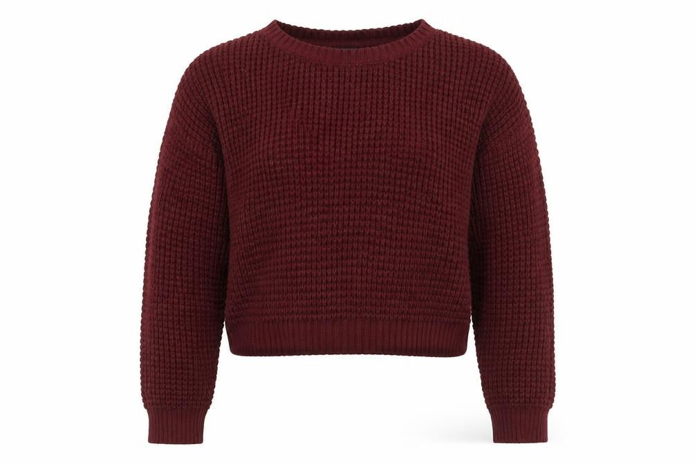 Front view of Topshop women’s red jumper, size UK 10