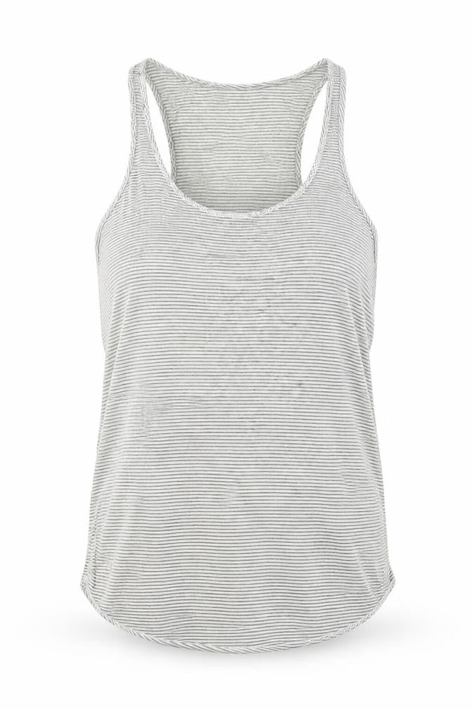 Front view of Zara women’s grey striped basic t-shirt, size XS