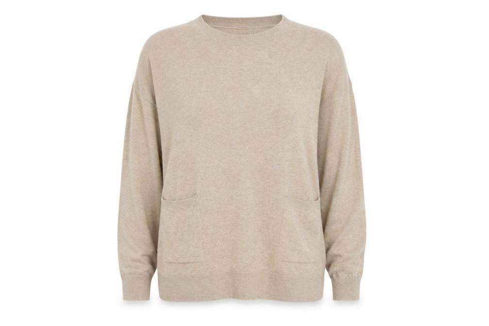 Front view of Gallery women’s beige jumper, size XL