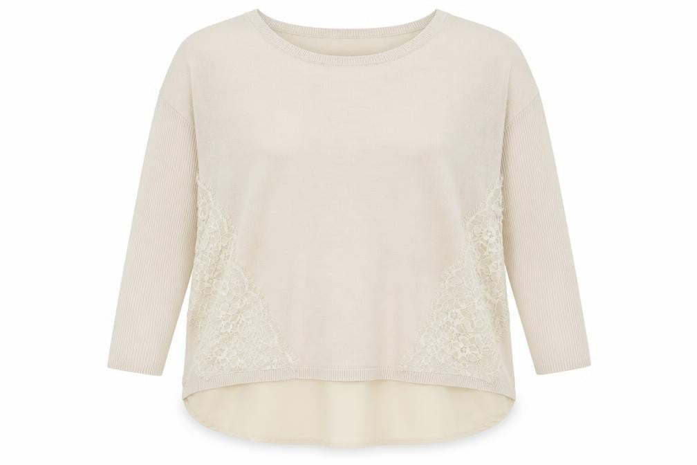 Front view of River Island women’s beige floral basic t-shirt, size UK 10