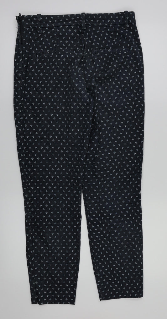 H&M Womens Blue Argyle/Diamond  Trousers  Size 8 L26 in