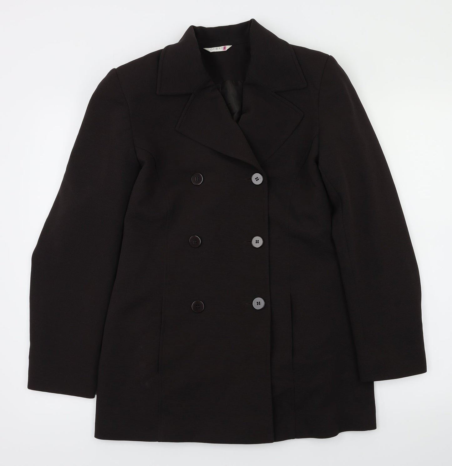 George Womens Brown Houndstooth  Jacket Coat Size 10
