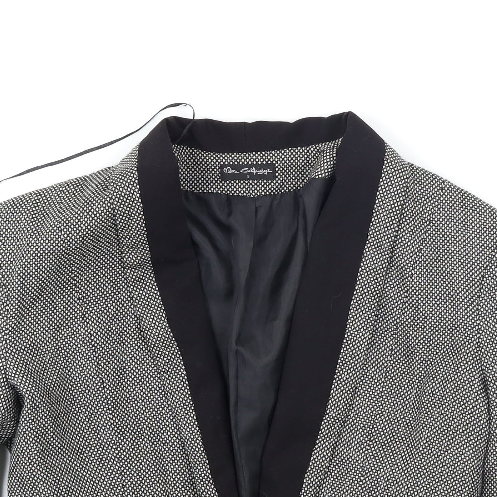 Miss Selfridge Womens Black Check  Jacket Blazer Size 8
