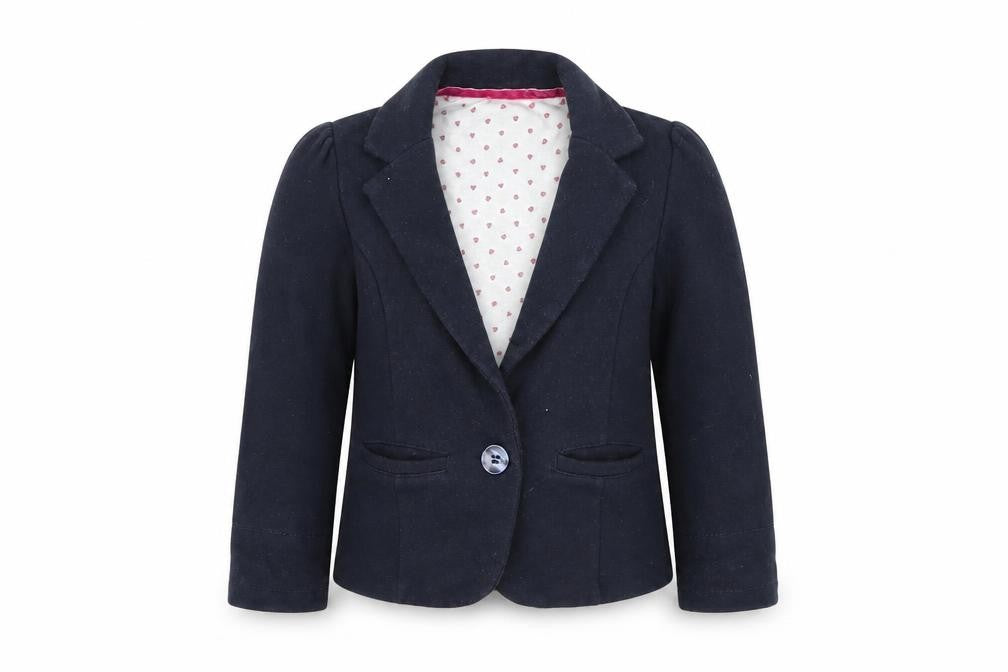 Front view of Young Dimension girls’ blue jacket, size 2-3, years