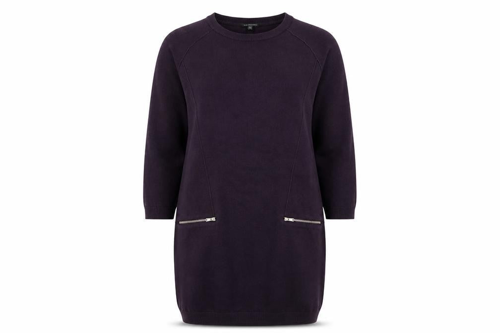Front view of Warehouse women’s purple knit jumper, size UK 10