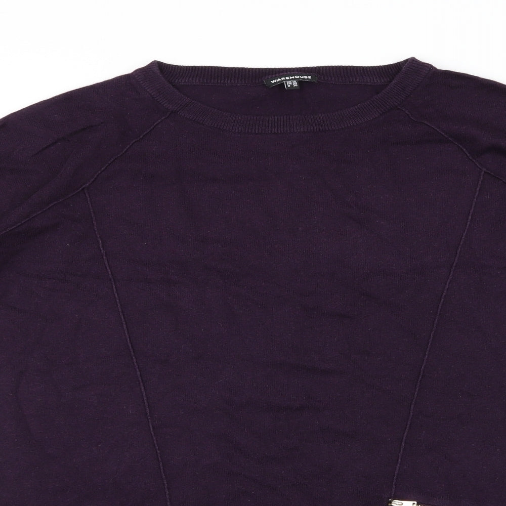 Warehouse Womens Purple  Knit Pullover Jumper Size 10