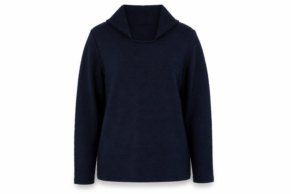 Front view of Lilly & me women’s blue knit jumper, size UK 12