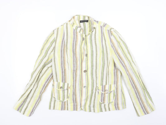 Marcona Womens Yellow Striped  Jacket Blazer Size 10