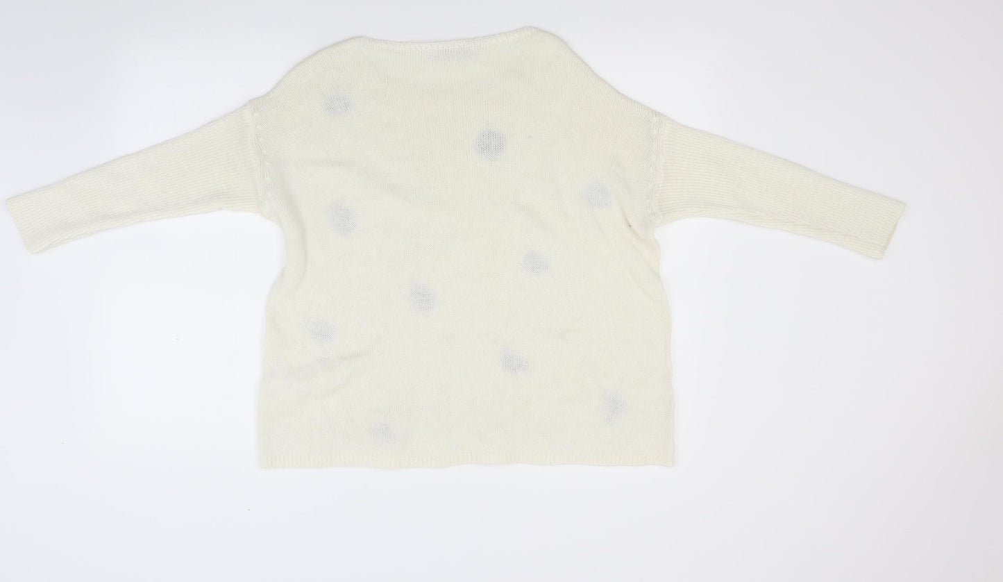 LV clothing Womens White  Knit Pullover Jumper Size L