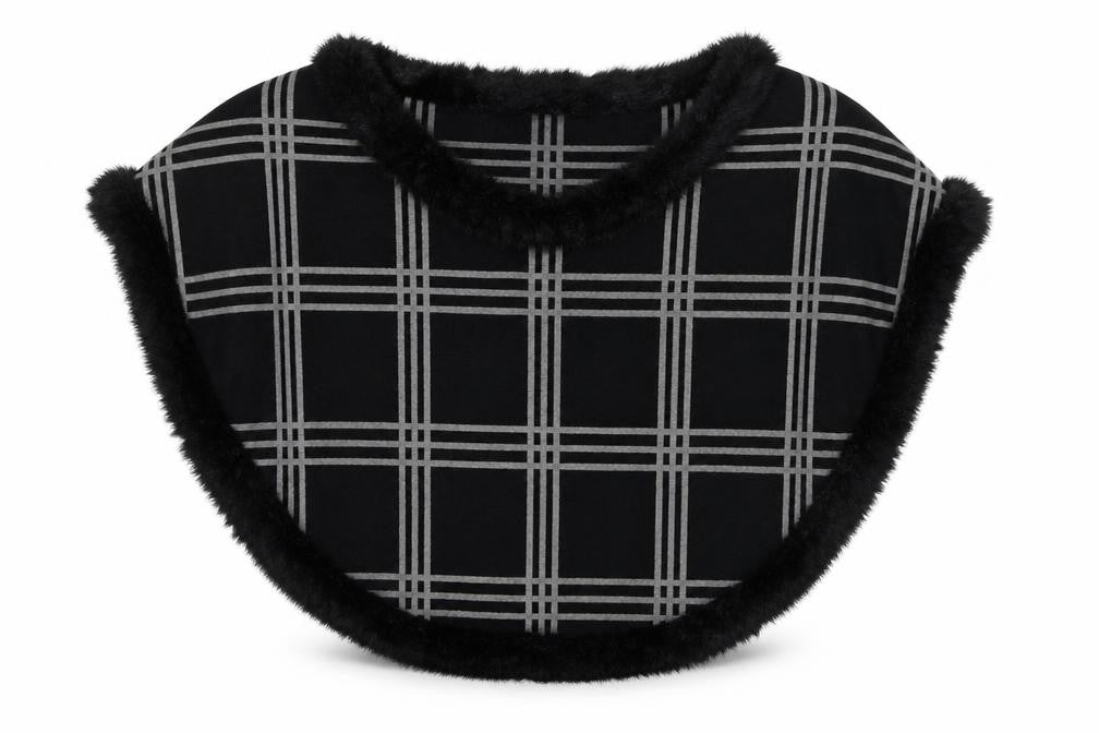 Front view of Preworn women’s black check jacket poncho one size - shoulder jacket