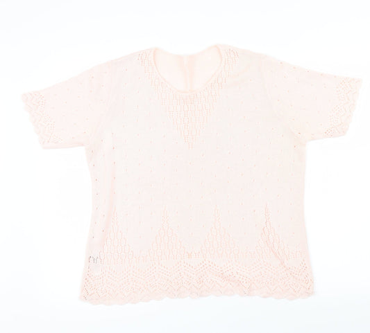 M&S Womens Pink   Pullover Jumper Size 16  - Embroidered