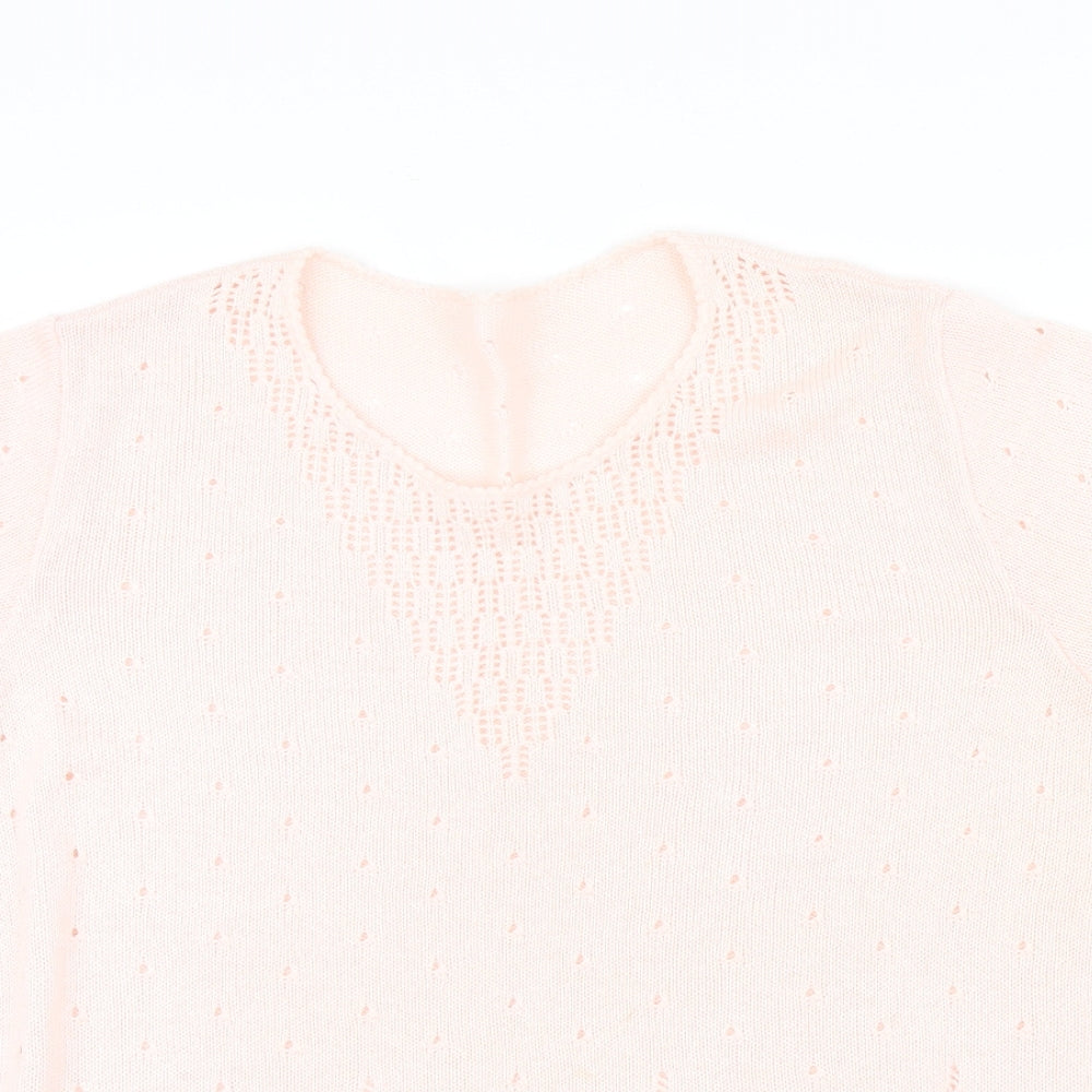 M&S Womens Pink   Pullover Jumper Size 16  - Embroidered