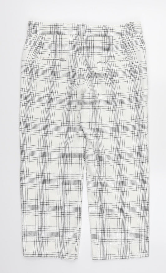 Zara Womens White Check  Cropped Trousers Size S L22 in