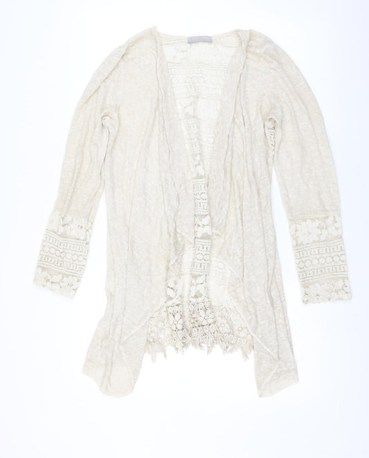 LV Clothing Womens Ivory Floral  Cardigan Jumper   - lace back and cuff detail