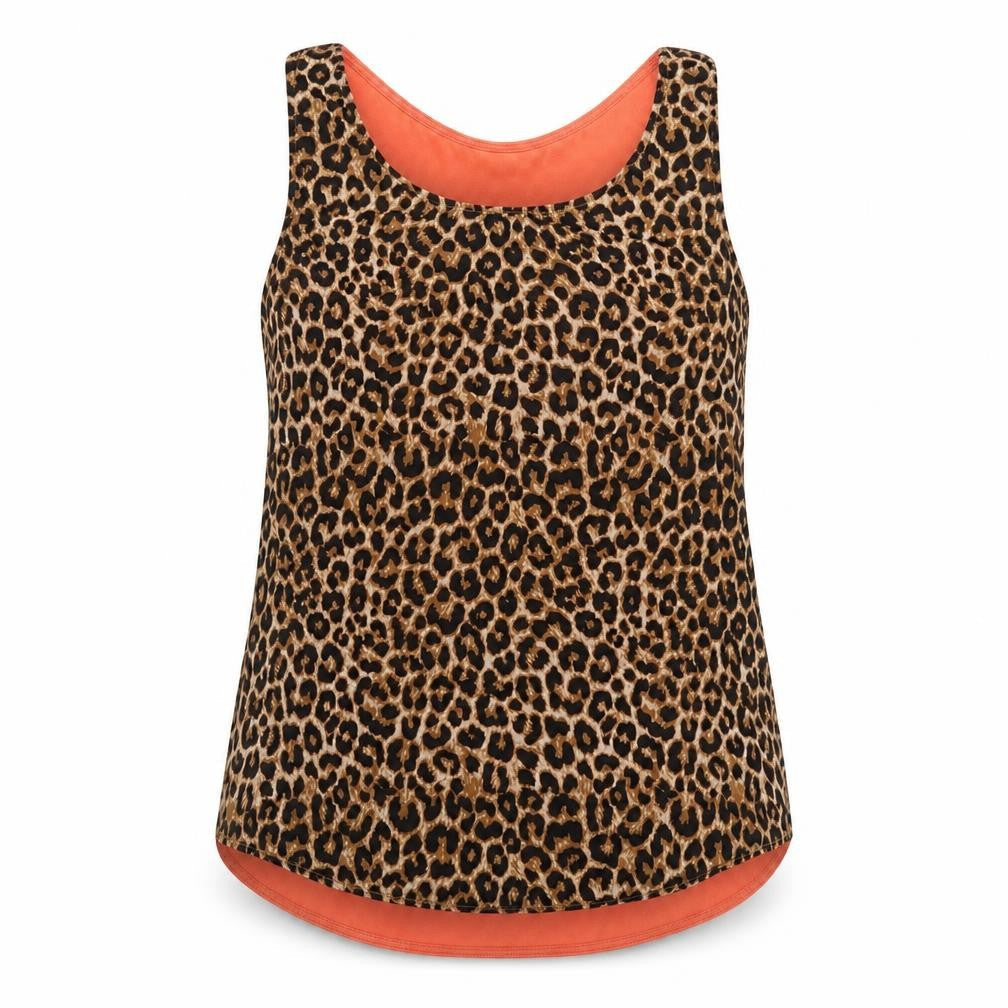 damned delux Womens Brown Animal Print  Basic Tank Size M