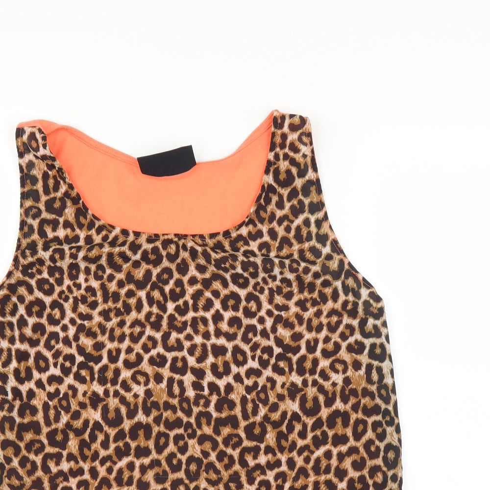 damned delux Womens Brown Animal Print  Basic Tank Size M
