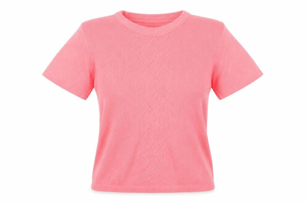 Front view of Hand to Hand women’s pink jumper, size M
