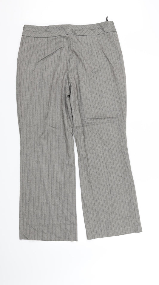 Marks and Spencer Womens Grey Striped  Trousers  Size 14 L32 in