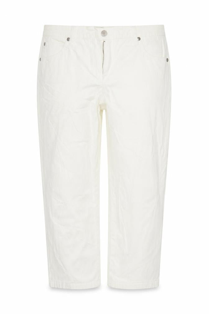 Front view of Bonprix women’s white trousers, size UK 12, 23-inch leg