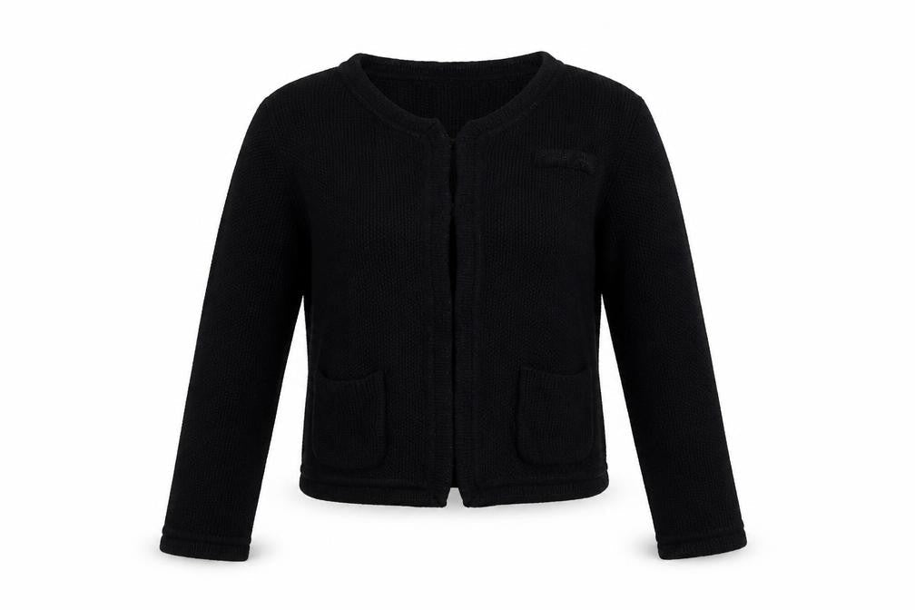 Front view of Monoprix Autreton women’s black knit cardigan jumper, size S