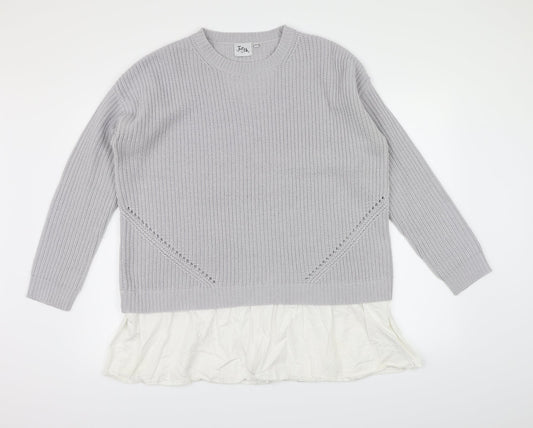 Just Me Womens Grey  Knit Pullover Jumper Size 16